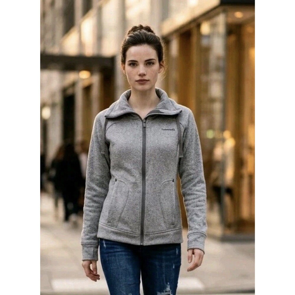 Avalanche Knit Jacket Full Zip Pockets High Neck Athleisure Hiking Outdoors Sz S